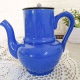 Small vintage cobalt blue ceramic teapot