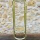 Vintage faux bamboo pedestal table in brass with 2 glass shelves