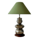 Lampe de table en métal chromé avec abat-jour vert, années 80