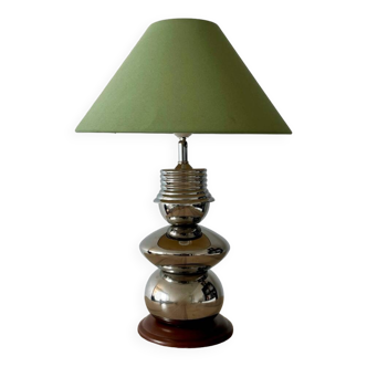 Lampe de table chromée avec abat-jour vert, années 80