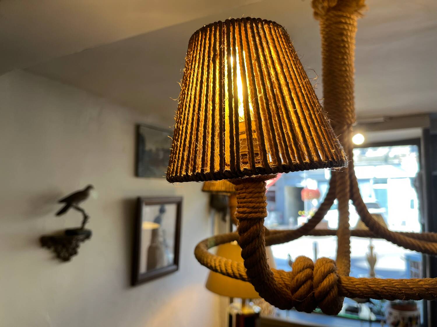 Cord chandelier 1970 Berthes Glasser