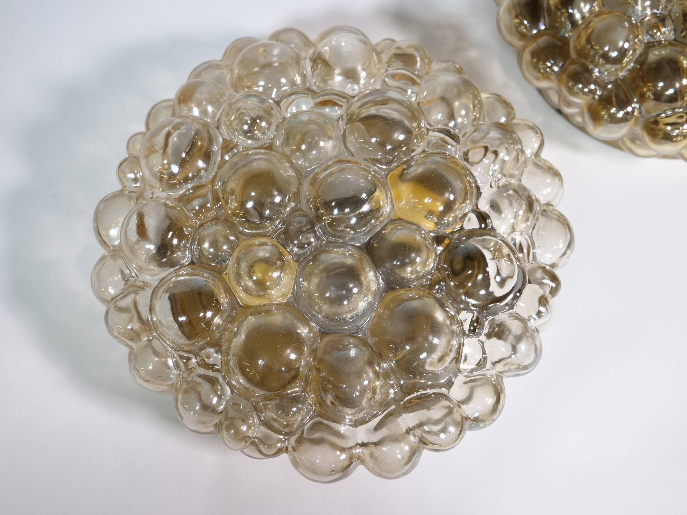 Plafonniers en verre bullé par Helena Tynell pour Glashütte Limburg, lot de 2