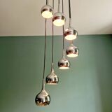 Large chrome-plated metal waterfall chandelier, Hans-Agne Jakobsson, 1960-70