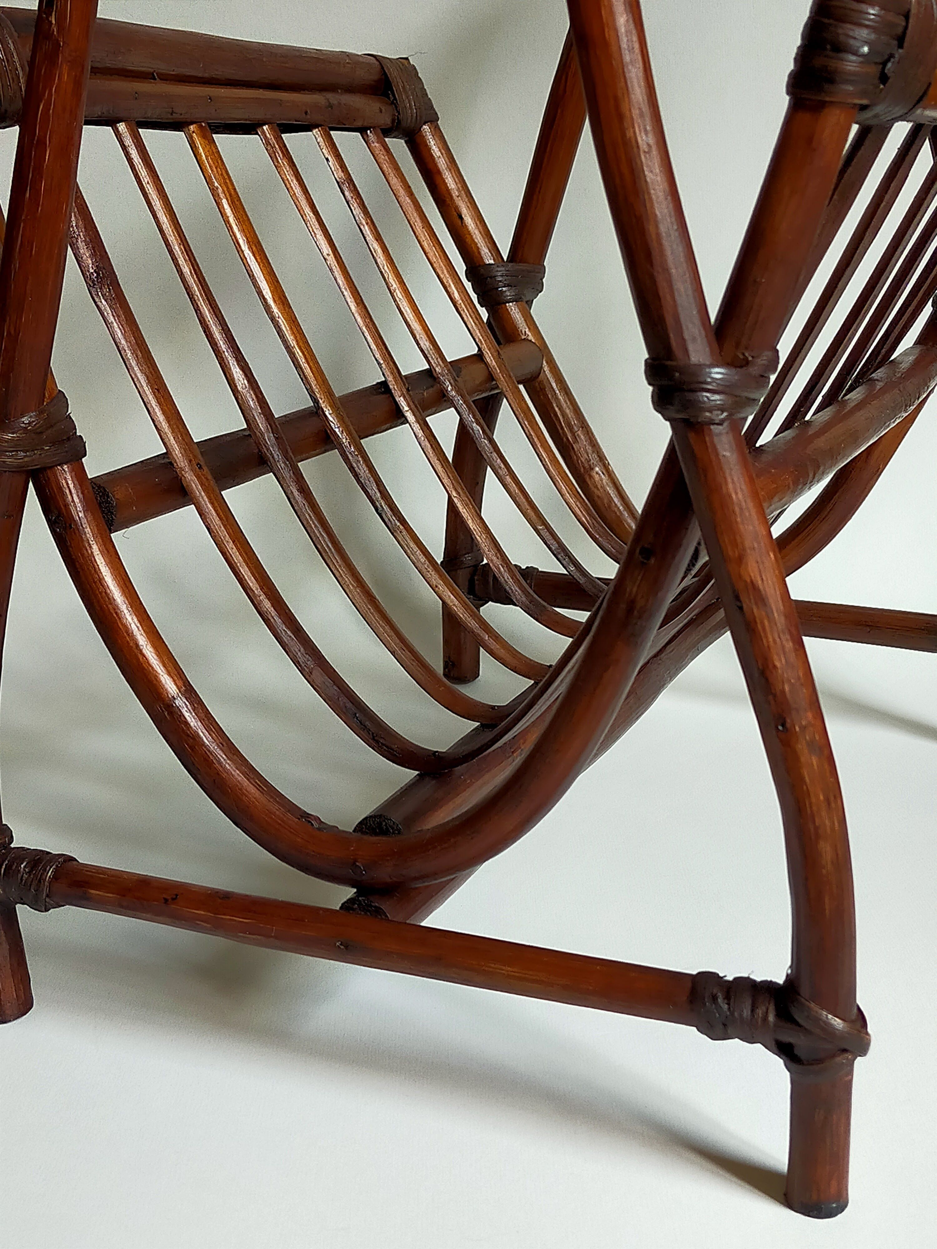 Vintage 1960s rattan magazine holder