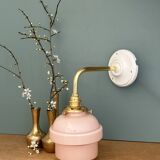 Vintage pink opaline globe wall light.