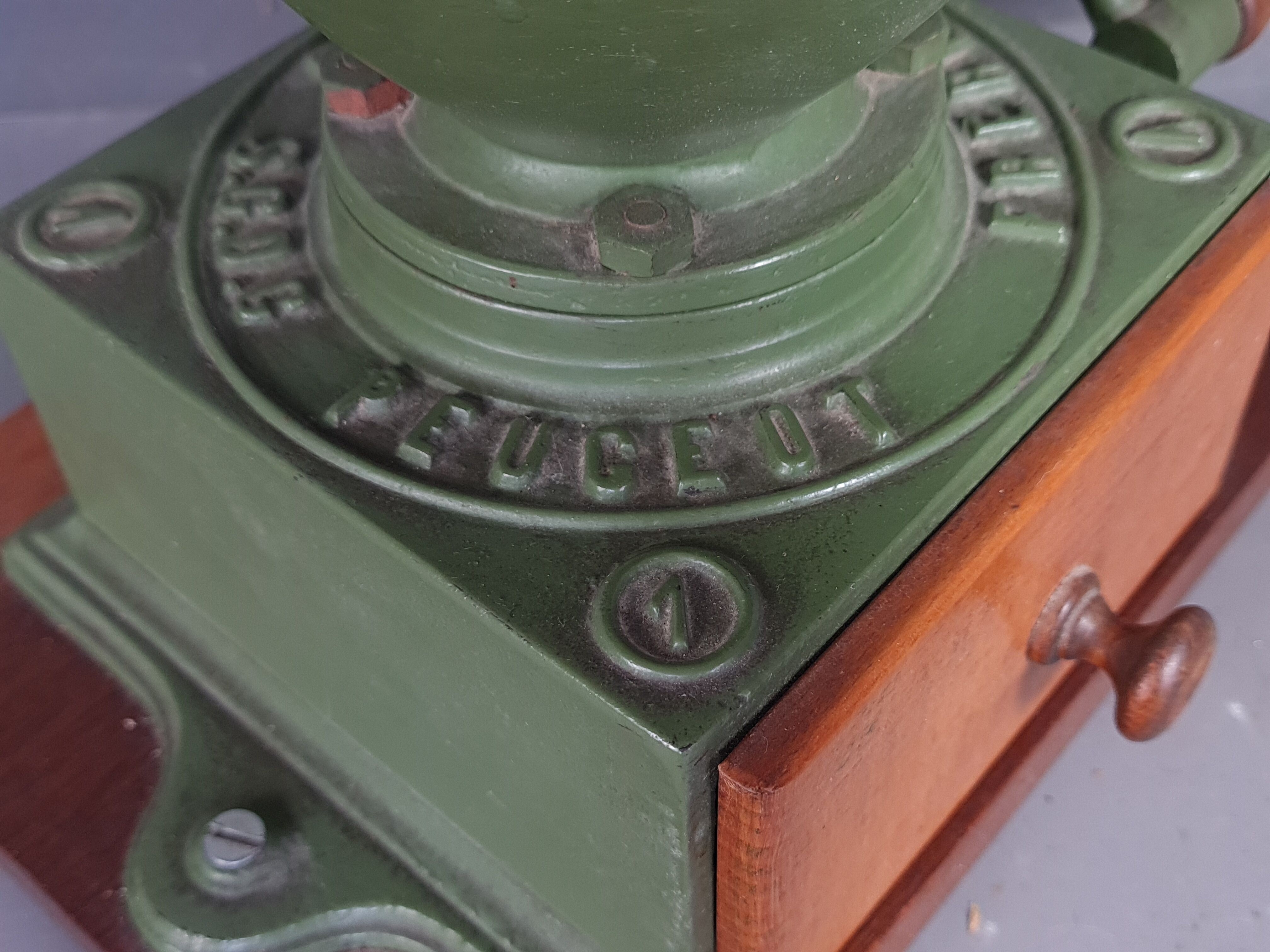 Old Peugeot counter coffee grinder patented circa 1930