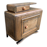 Art Deco bedside table, oak, moustache legs, 1930s