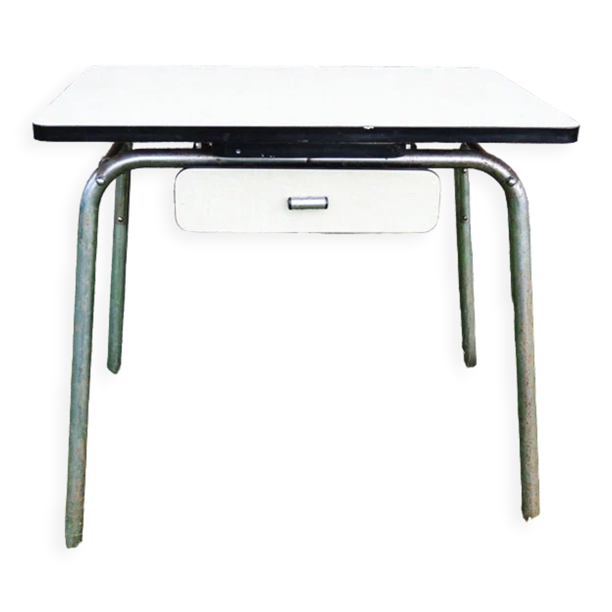 Old extendable table in yellow formica