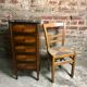Chiffonnier / small furniture style Louis XVI marquetry on marble and bronze