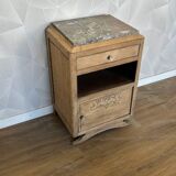 Art Deco single bedside table in solid oak, airbrushed