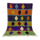 Off-white Moroccan rug with colorful patterns, 250cm x 150cm