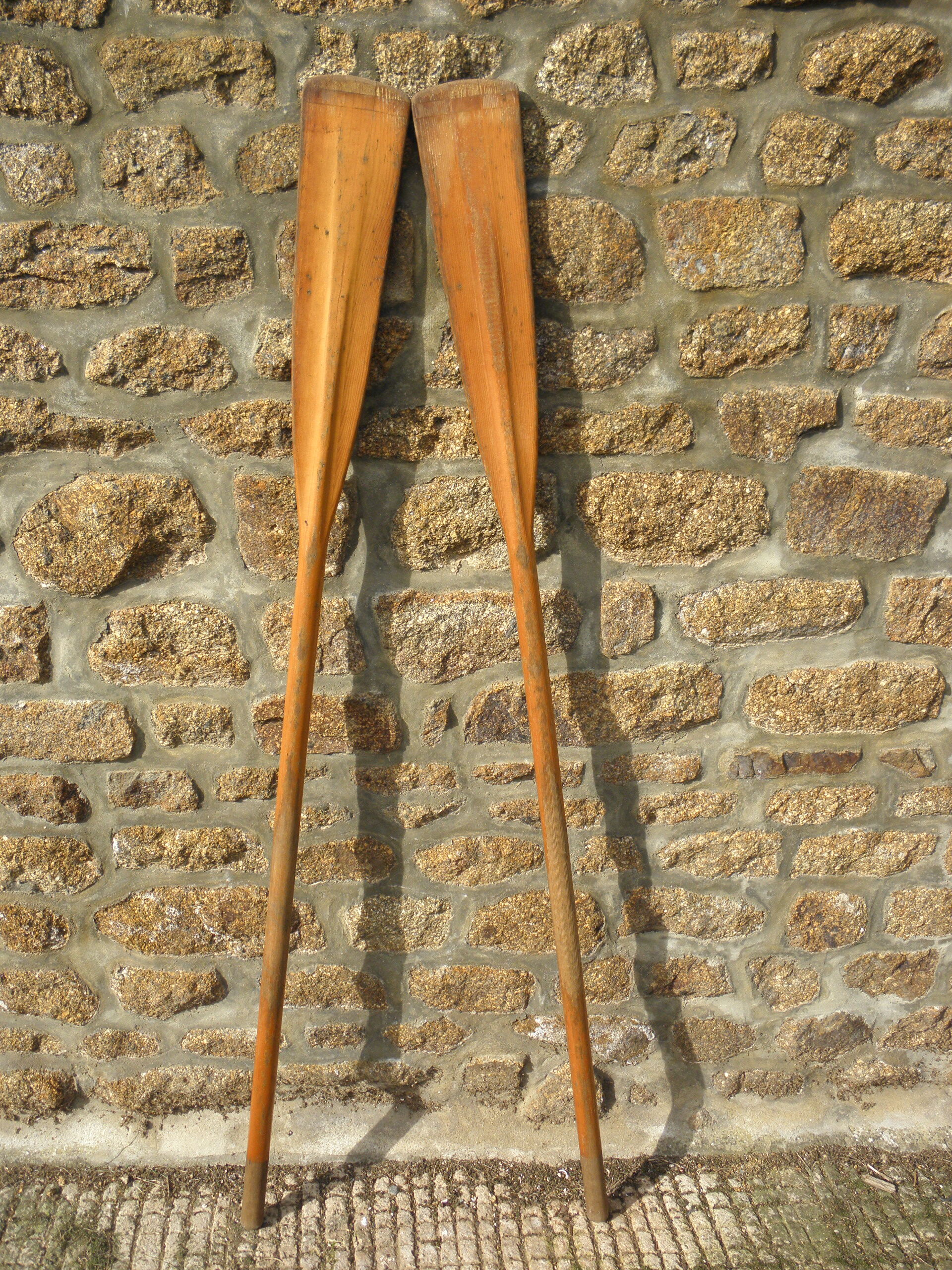 Pair of old wooden oars 153 cm