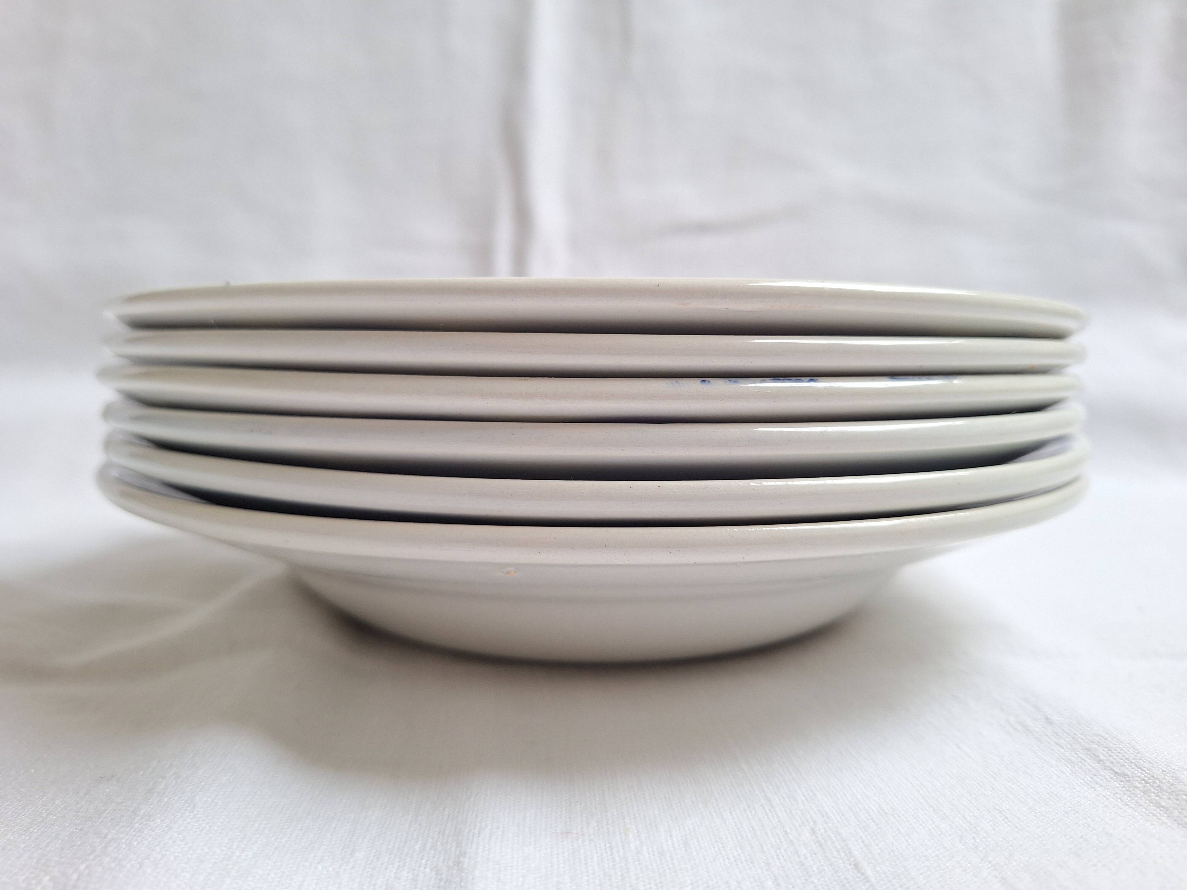 Deep plates / Art Deco salad plates Badonviller blue