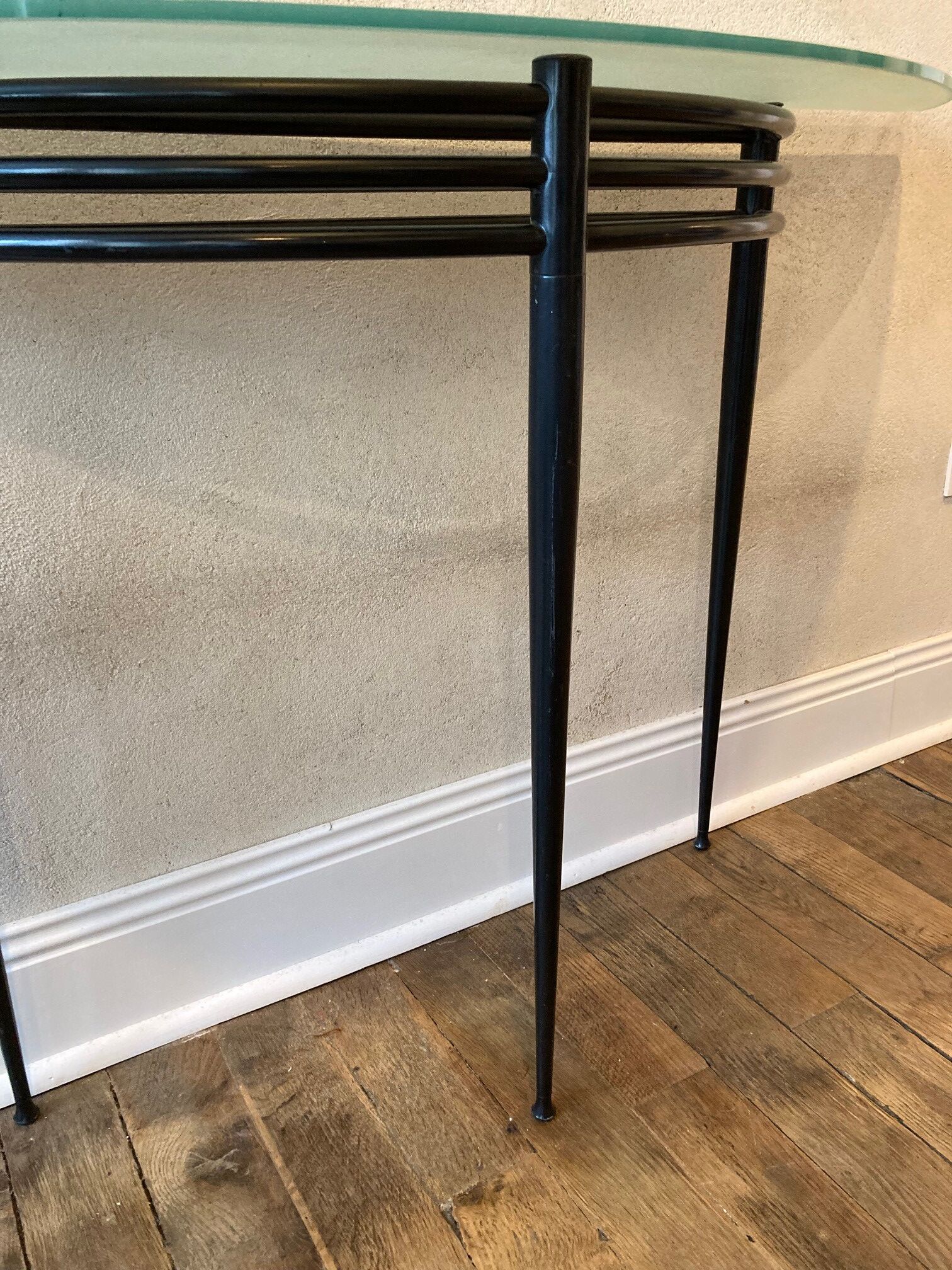 Console model "Atlantique" in metal and glass Pascal Mourgue edition Artelano