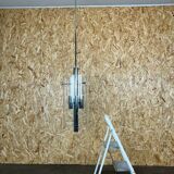 60s 70s Chandelier Huge Chandelier Pendant Lamp Limburg Glass & Chrome Design