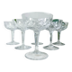 6 vintage cut crystal champagne coupes – Lorraine Lemberg Glassworks - original label - 1950s–1970s