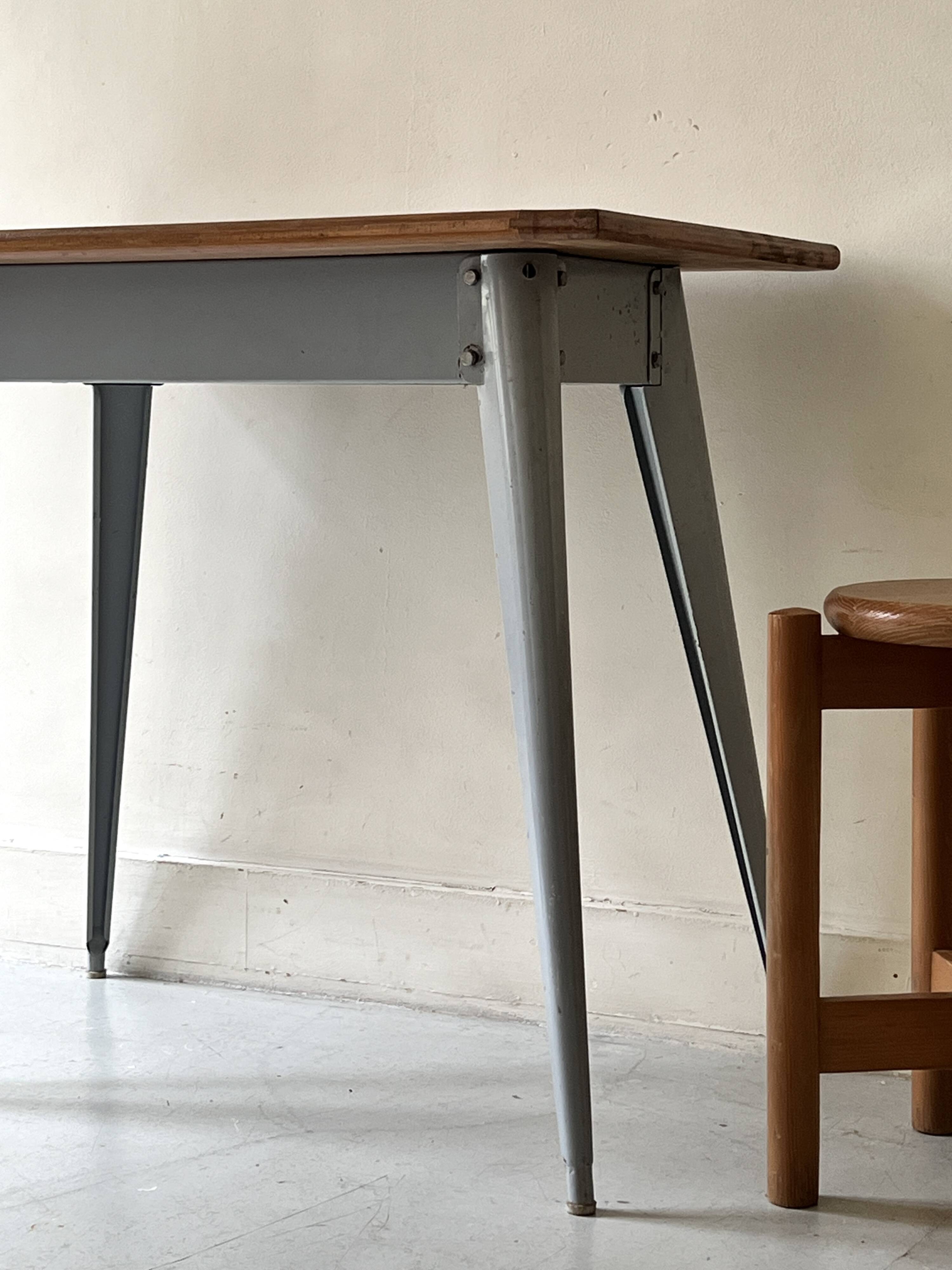 Dining table / desk dlg Tolix 55 in metal and wood, 1950s design