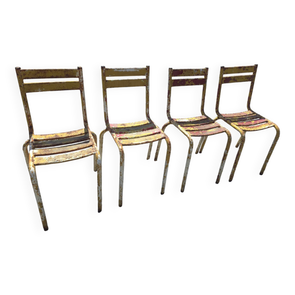 Chaises de bistrot vintage en fer x 4