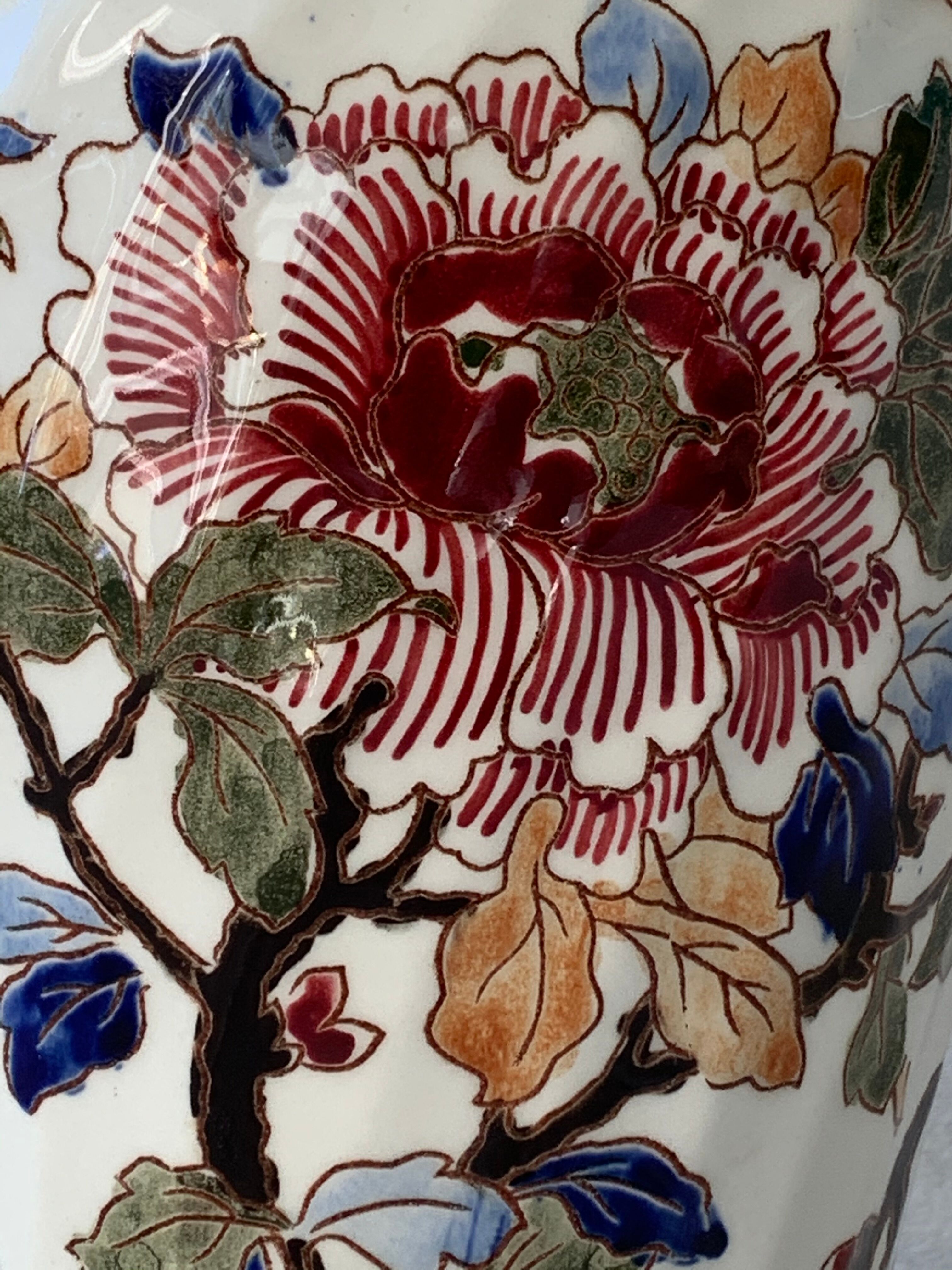 Gien Peonies 1960 multicoloured and floral lamp foot