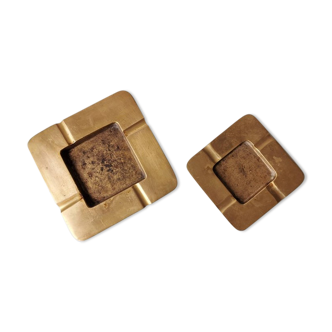 Set of 2 brass ashtrays of vintage design, 80s