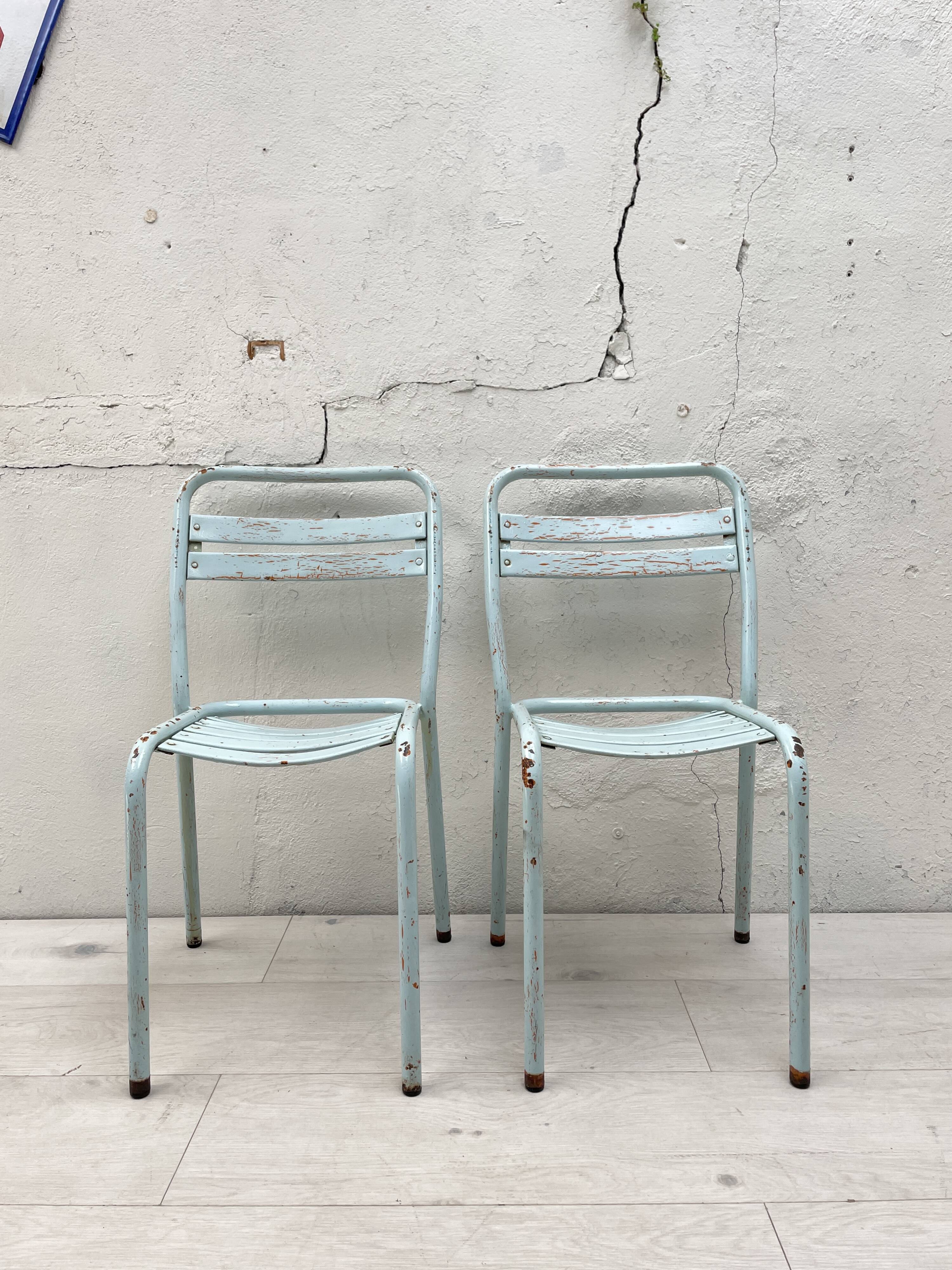 Set of four Tolix T2 chairs, circa 1950.
