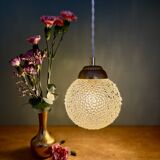 Vintage globe pendant light in molded glass