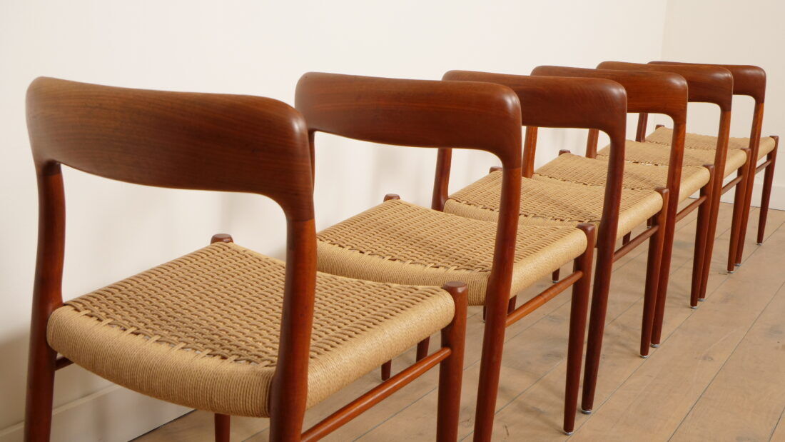 6 x vintage dining chairs | Niels Otto Møller | Model 75 | Teak