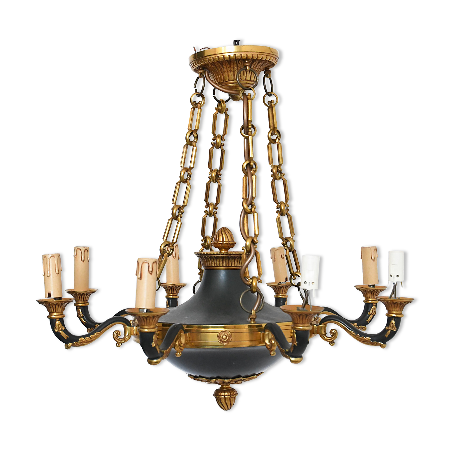 Empire style chandelier in bronze
