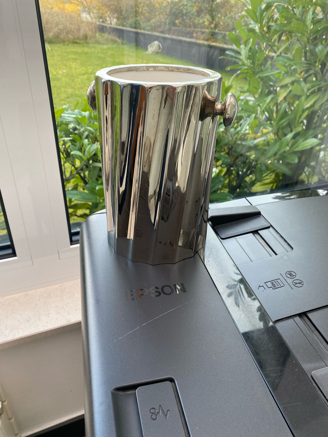 Silver-plated metal bottle cooler