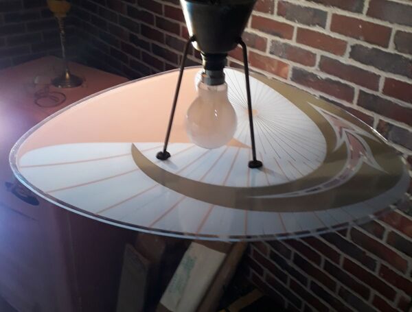 Suspension palette plafonnier rose et noir design 1950/70