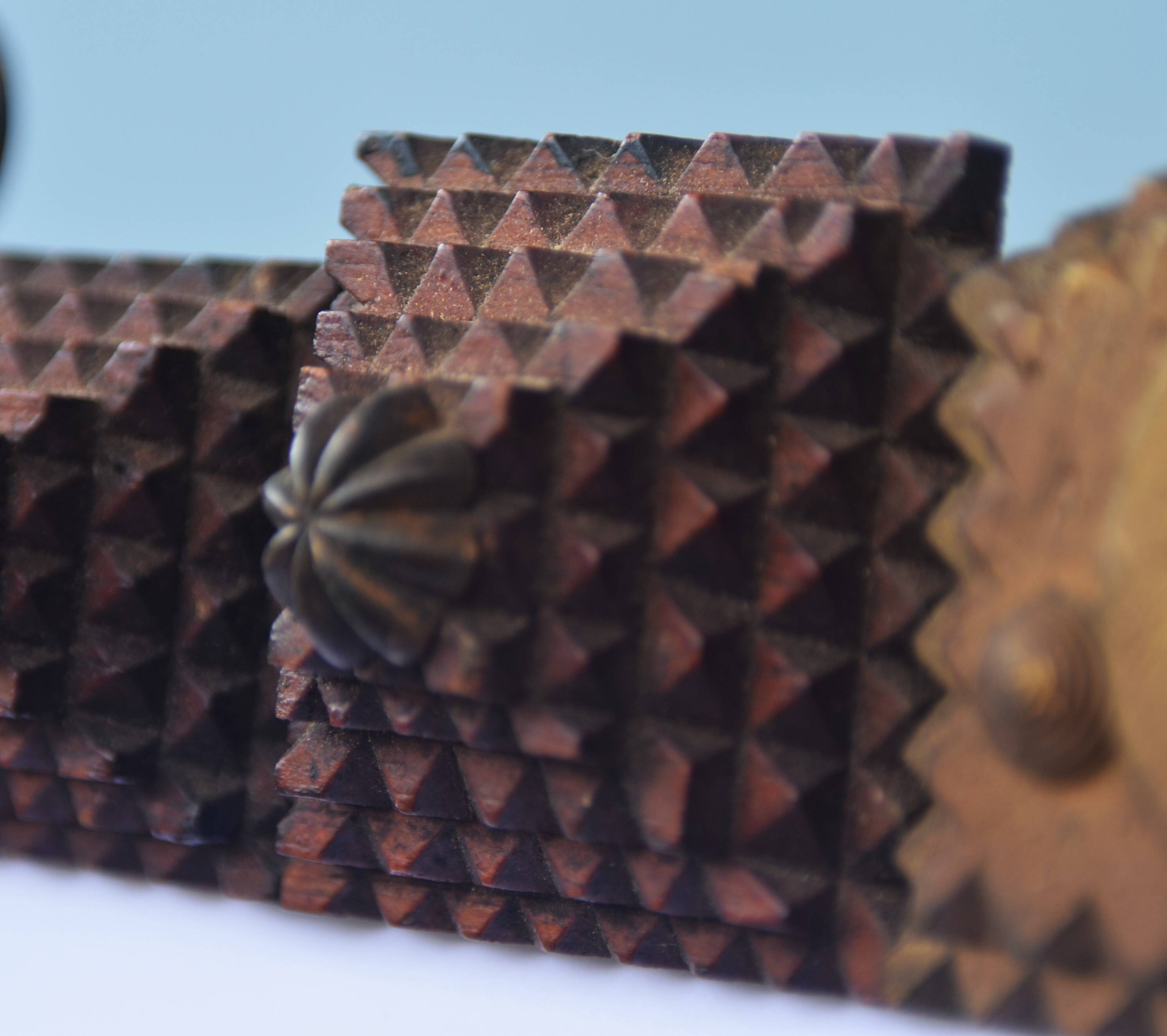 Super large Mirror Tramp Art Framed with brass elements 94 96 Prussia