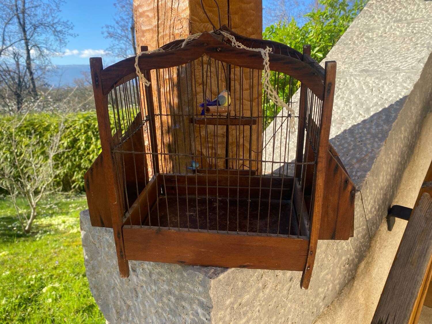 Antique wooden birdcage