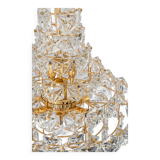 Chandelier, brass and crystal glass by Kinkeldey, Germany, 1970s.