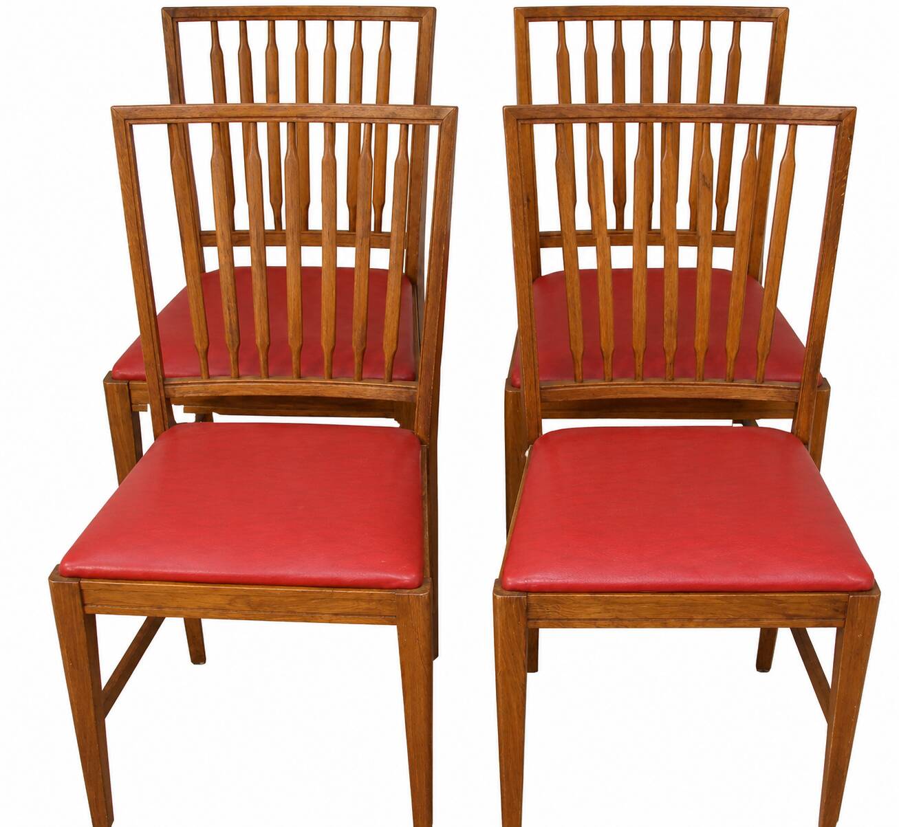 Set of 4 Moder chairs, 1960s – oak and eco-leather, vintage