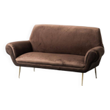 Canapé 3 places en velours marron gigi radice minotti 1950s vintage modernism
