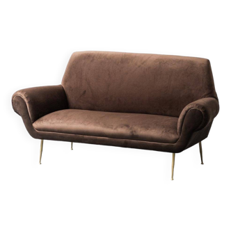Canapé 3 places en velours marron gigi radice minotti 1950s vintage modernism