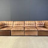 Canapé modulaire vintage en cuir marron de Laauser, années 1960