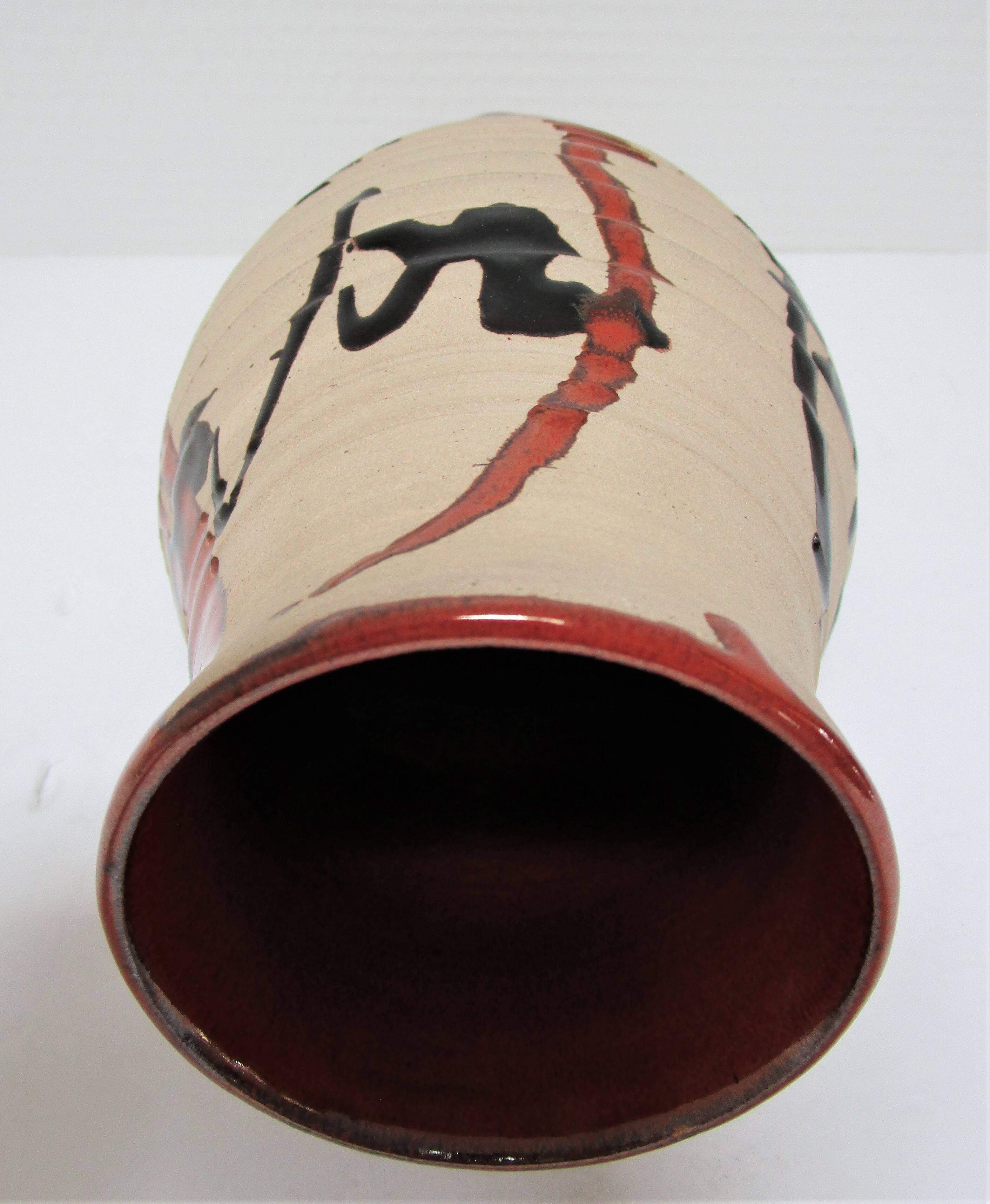 vase grès glaçure tenmoku signé cp
