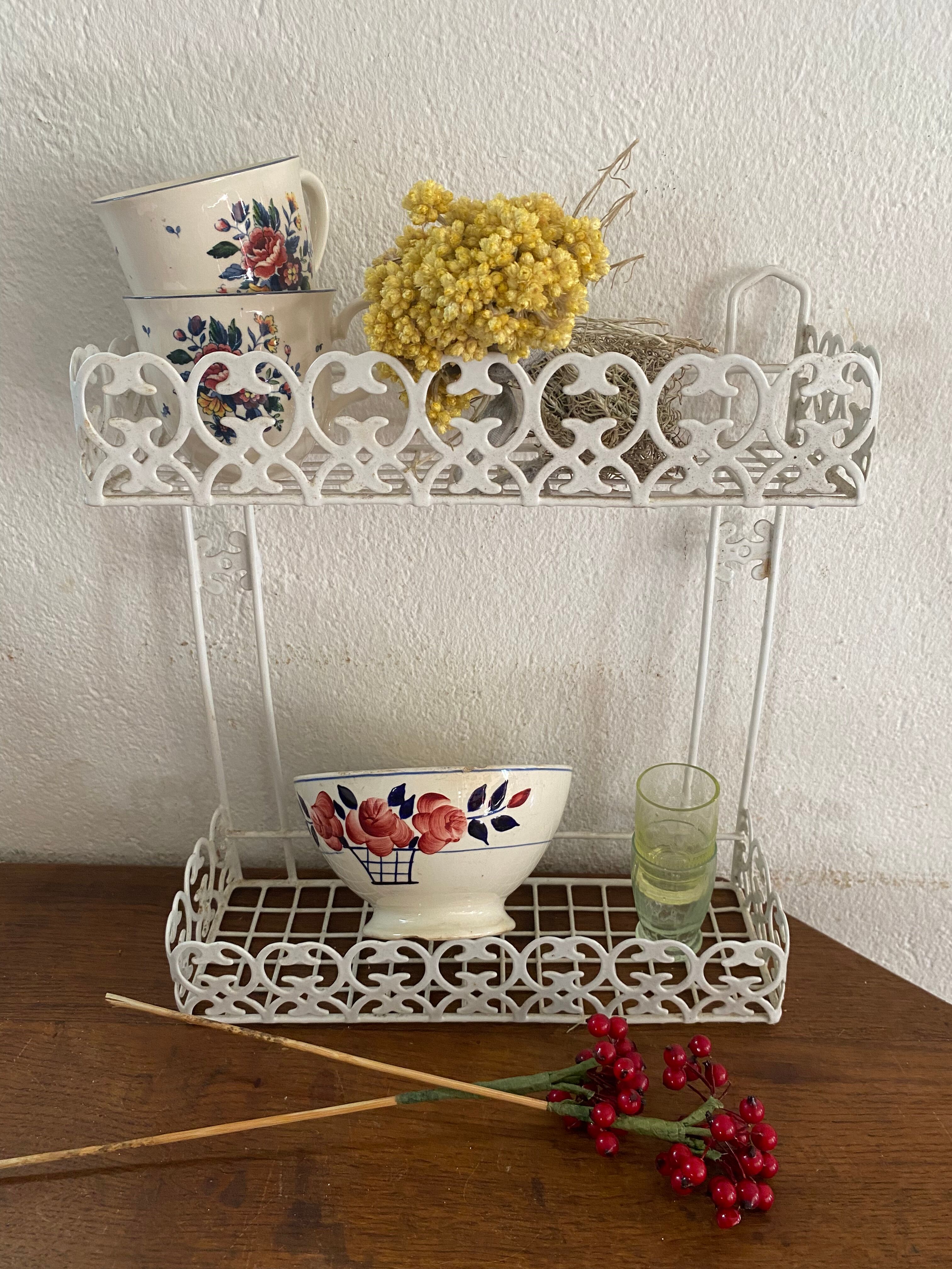 Openwork metal shelf