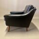 Black leather armchair "Scandinavian design" 1950.