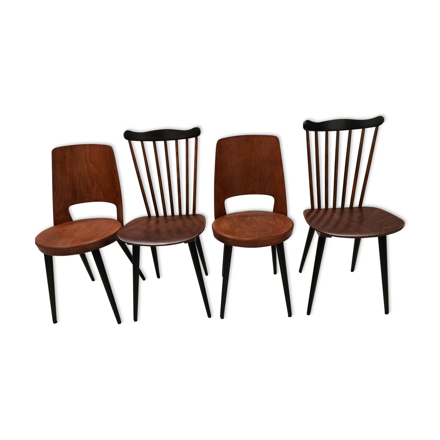 Suite of 4 chairs of bistrot Baumann vintage model Mondor and Minuet