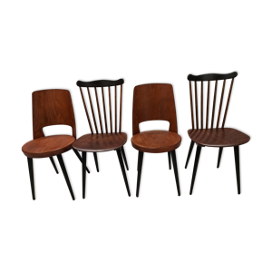 suite de 4 chaises de bistrot Baumann vintage modèle Mondor et Menuet