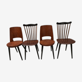 Suite of 4 chairs of bistrot Baumann vintage model Mondor and Minuet