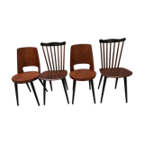 Suite of 4 chairs of bistrot Baumann vintage model Mondor and Minuet
