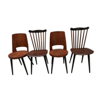 Suite of 4 chairs of bistrot Baumann vintage model Mondor and Minuet