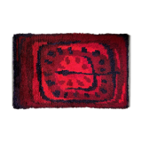 Mid century scandinavian rya rug, red 129x76cm
