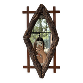 Rustic mirror wood 1900 folk art