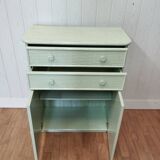 Vintage rattan woven and solid wood sideboard