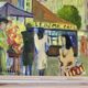 Huile sur panneau suédoise originale « French Street Life » -