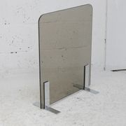 Saint-gobain firewall, chromed steel and smoked glass, france, circa 1970